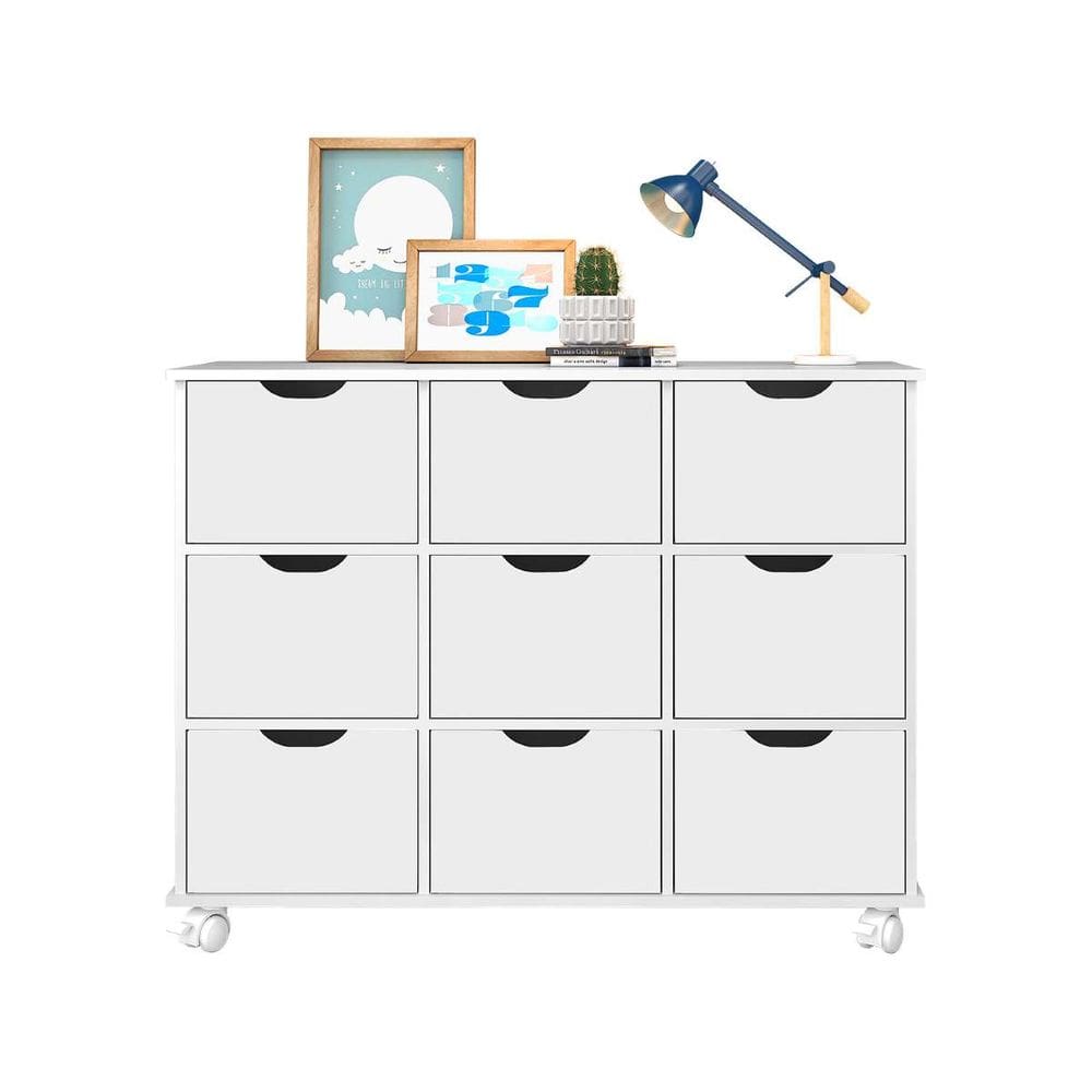 Nicho Organizador Branco com 9 Gavetas Branco e Rodízios - Qmovi
