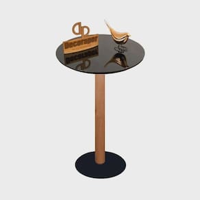Mesa de Apoio Monopé para Sofá Redonda 35cm X70cm Preto