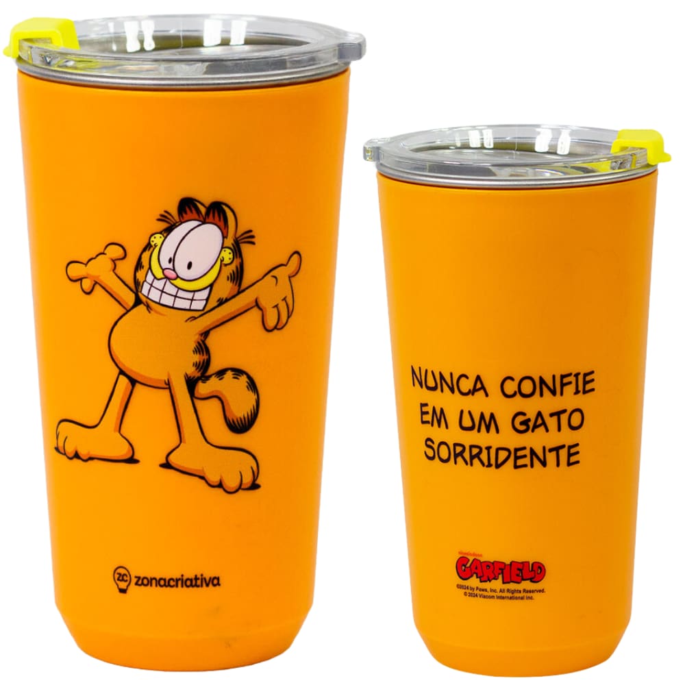 Copo Garfield Térmico Quente Gelado 500ml Com Tampa Oficial Nickelodeon