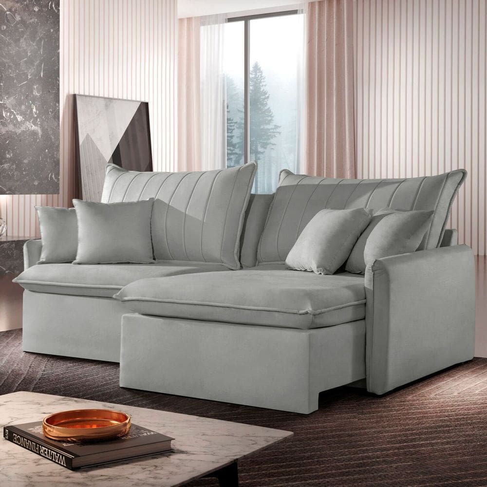 Sofá Cama Retrátil e Reclinável 180cm Colibri Cabecasa Madeiramadeira Prata