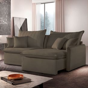 Sofá Cama Retrátil e Reclinável 260cm Colibri Cabecasa Madeiramadeira Cinza Rústico