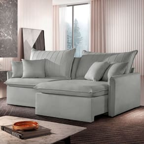 Sofá Cama Retrátil e Reclinável 200cm Colibri Cabecasa Madeiramadeira Prata