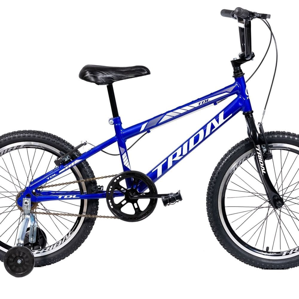 Bicicleta Aro 20 Infantil Bmx Cross Roda Lateral Azul