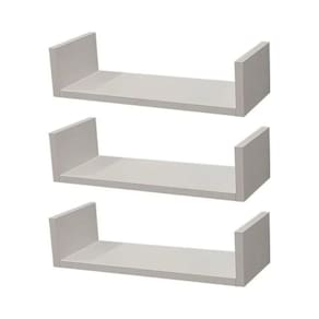 Kit 3 Prateleiras U 60cm X 15cm Suporte Invisível Branco
