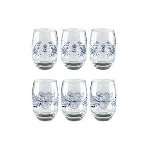 Jogo De Copo Flower Aruba Listras Vidro 465ml - Kit 6 Peças