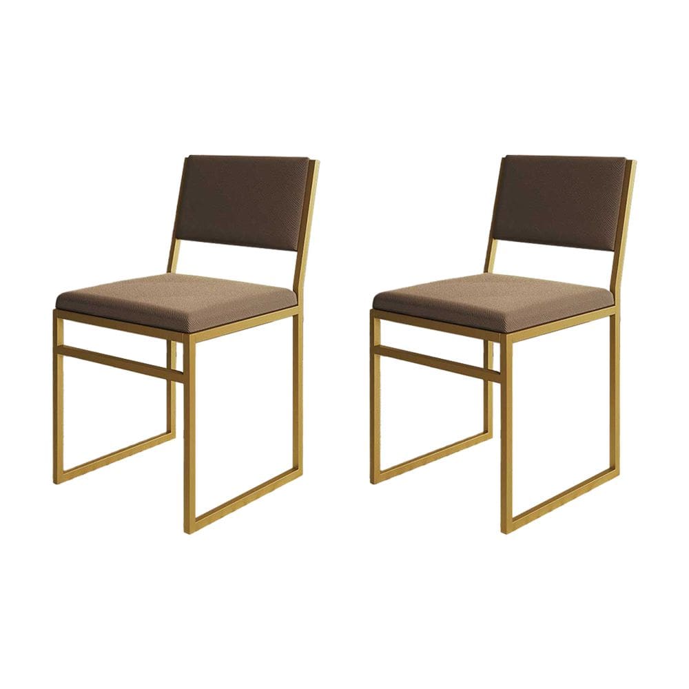 Kit 2 Cadeiras De Jantar Industrial Isa Assento Veludo Marrom Base Dourado