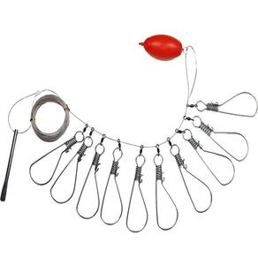 Fieira Com 10 Grampos Aço Inox + Boia 7 Metros Pesca