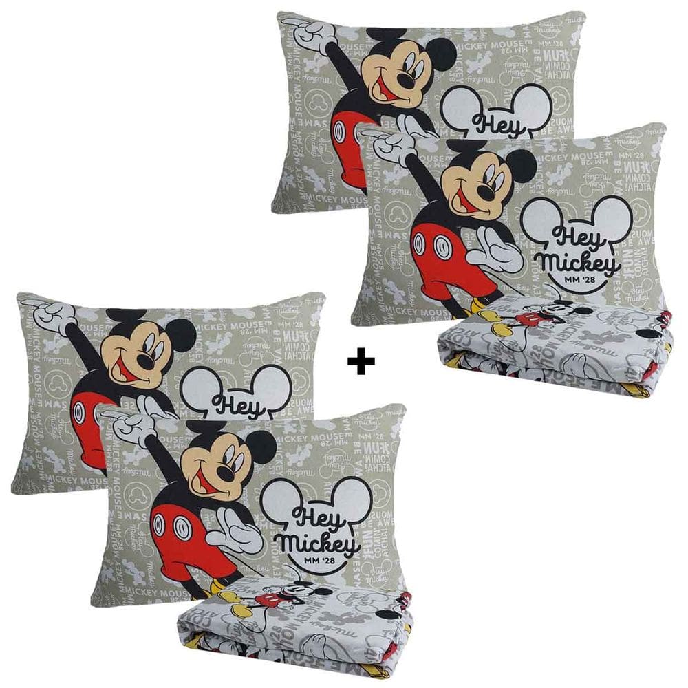 Kit 02 Jogos De Lençol Casal Disney 3 Peças Infantil Mickey E Minnie Portallar
