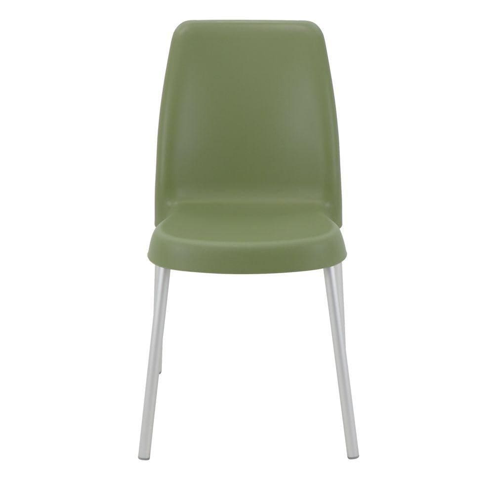 Cadeira Tramontina Vanda Em Polipropileno Verde Oliva Com Pernas De Alumínio