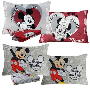Kit 02 Jogos De Lençol Cama Casal Disney 3 Peças Infantil Mickey E Minnie Portallar