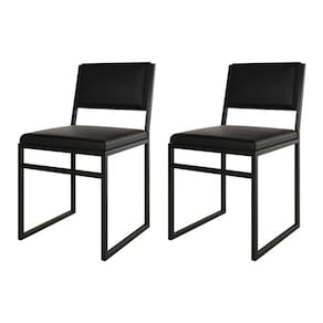 Kit 2 Cadeiras De Jantar Industrial Isa Assento Corino Preto
