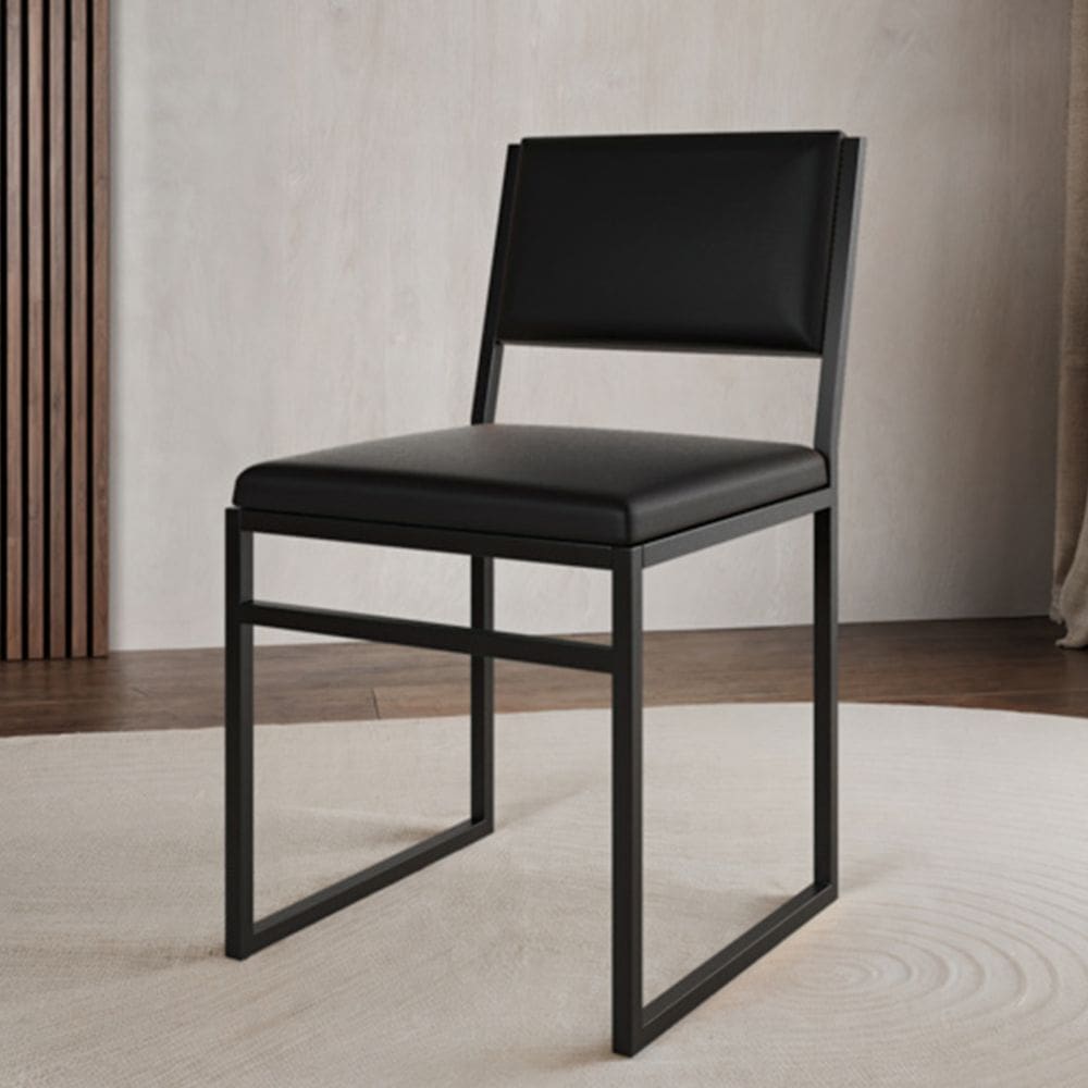 Cadeira De Jantar Industrial Isa Assento Corino Preto