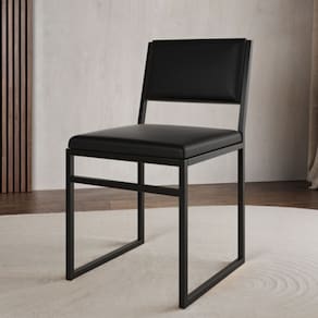 Cadeira De Jantar Industrial Isa Assento Corino Preto
