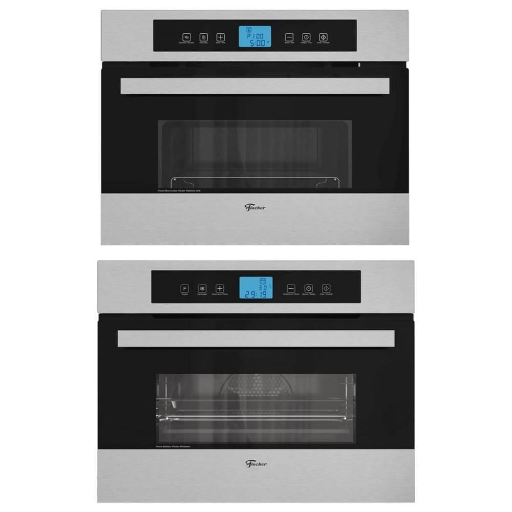 Kit Forno Elétrico Fischer Platinium Embutir 43L Air Fryer 8 Funções+ Micro-Ondas Platinium 35l 220v