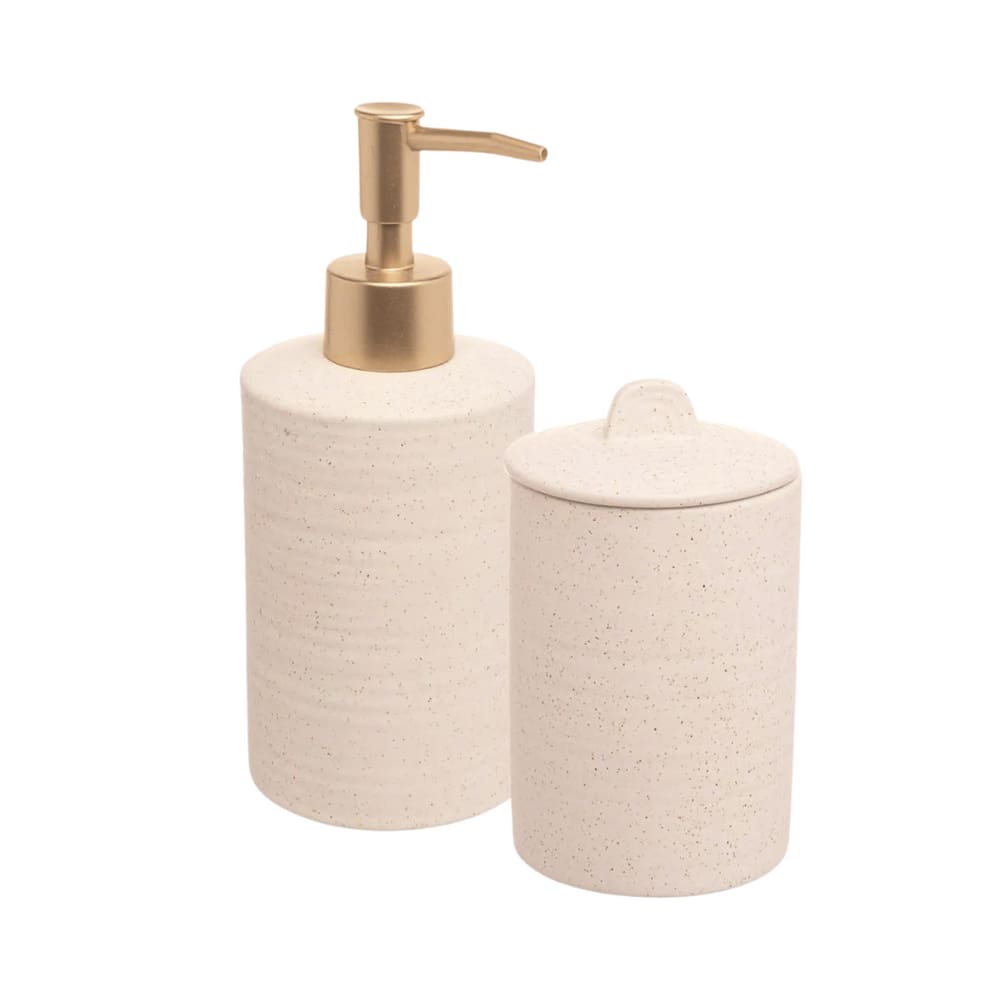 Conjunto Para Banheiro Em Cerâmica Sand Com 2 Peças Lyor Bege