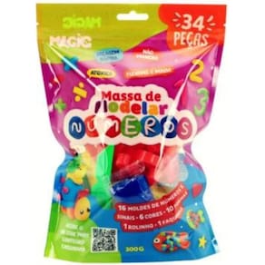 Massa Modelar 34 Pecas - Numeros, Sinais E Formas - 300G
