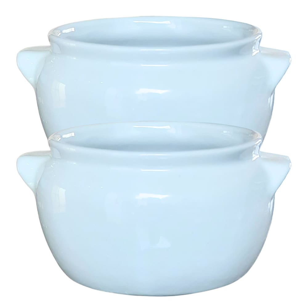 Kit 2 Tigelas 650ml Redondas com alças - Porcelana branca(2)