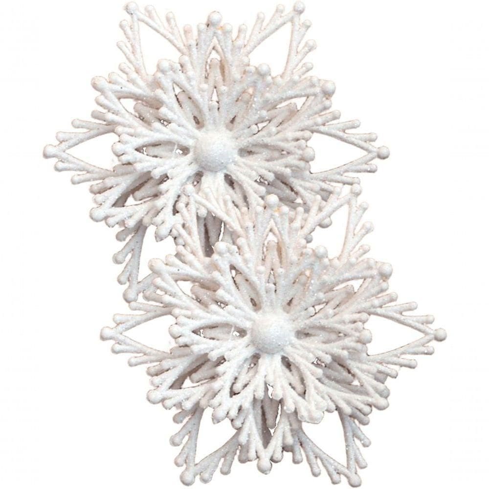 Kit 20 Flores Natal Com Glitter Branco Natalino Enfeite 10cm