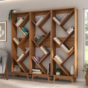 Kit 3 Peças com 3 Estante para Livros Helena Espresso Móveis Nogal