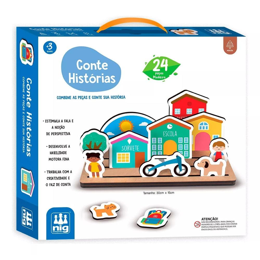 Jogo Infantil Conte Histórias Pedagógico Madeira Nig - 0477