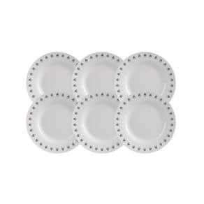 Jogo Prato De Sobremesa Opaline Menu Branco Vidro - Kit 6 Un