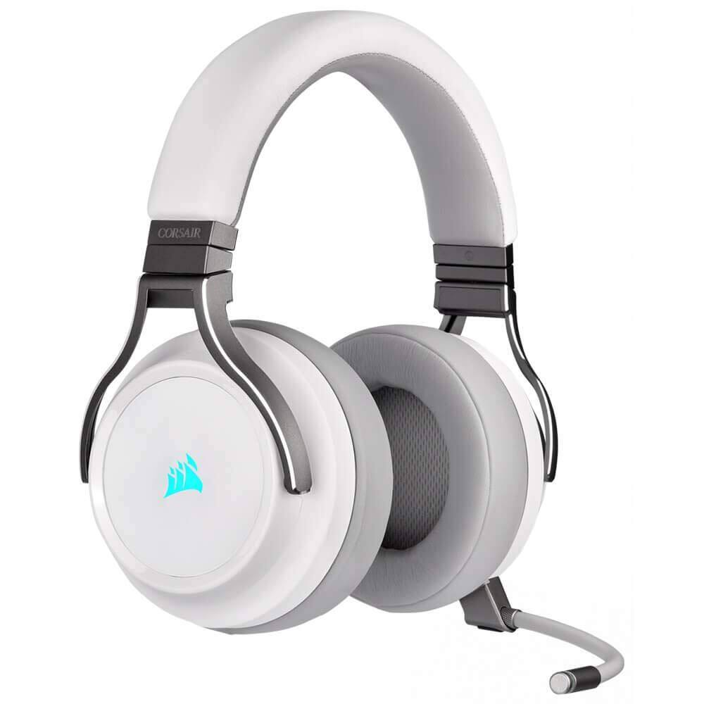 Fone de ouvido para jogos Corsair Virtuoso RGB Wireless branco