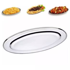 Travessa Bandeja Oval 20cm em Aço Inox (Ideal para Servir Porção) 6 Peças
