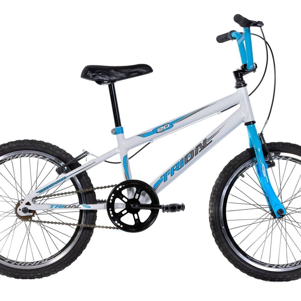 Bicicleta Infantil Aro 20 Bmx Carbon Steel Quadro Mtb Branco/Azul