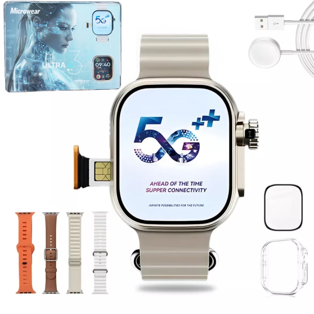 Smartwatch Ultra 3 Ai Android Chip 5g Câmera Wi-fi GPS NFC