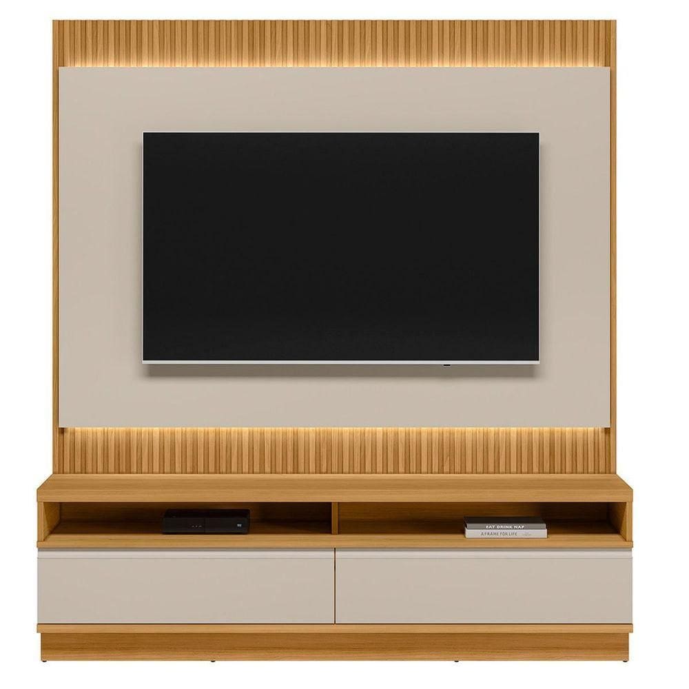 Rack Com Painel Modulado Para Tv Até 70 Polegadas Ripado Paulina Tauari/off White Fosco