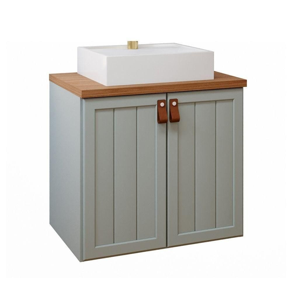 Gabinete Para Banheiro 60cm 100% Mdf 2 Portas Alure Mgm Móveis Pistache/freijo Pistache/freijo