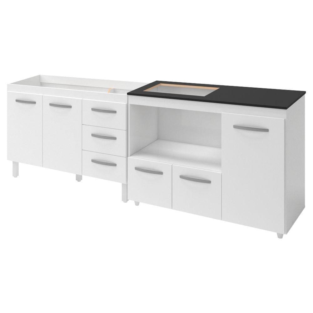 Kit Balcão Para Pia 118 Cm Bianca Branco Com Balcão Para Cooktop 4 Bocas Ana Branco