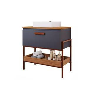 Gabinete Para Banheiro 60 Cm 100% Mdf 1 Porta Basculante Portinari Mgm Móveis Titânio/freijo Titanium/freijo