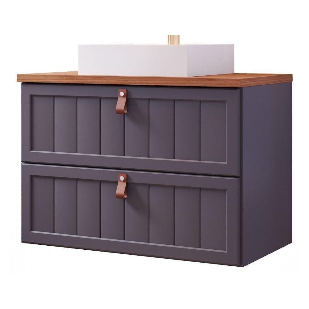 Gabinete Para Banheiro 60cm 100% Mdf 1 Gaveta 1 Porta Basculante Sense Mgm Móveis Titanium/freijo Titanium/freijo