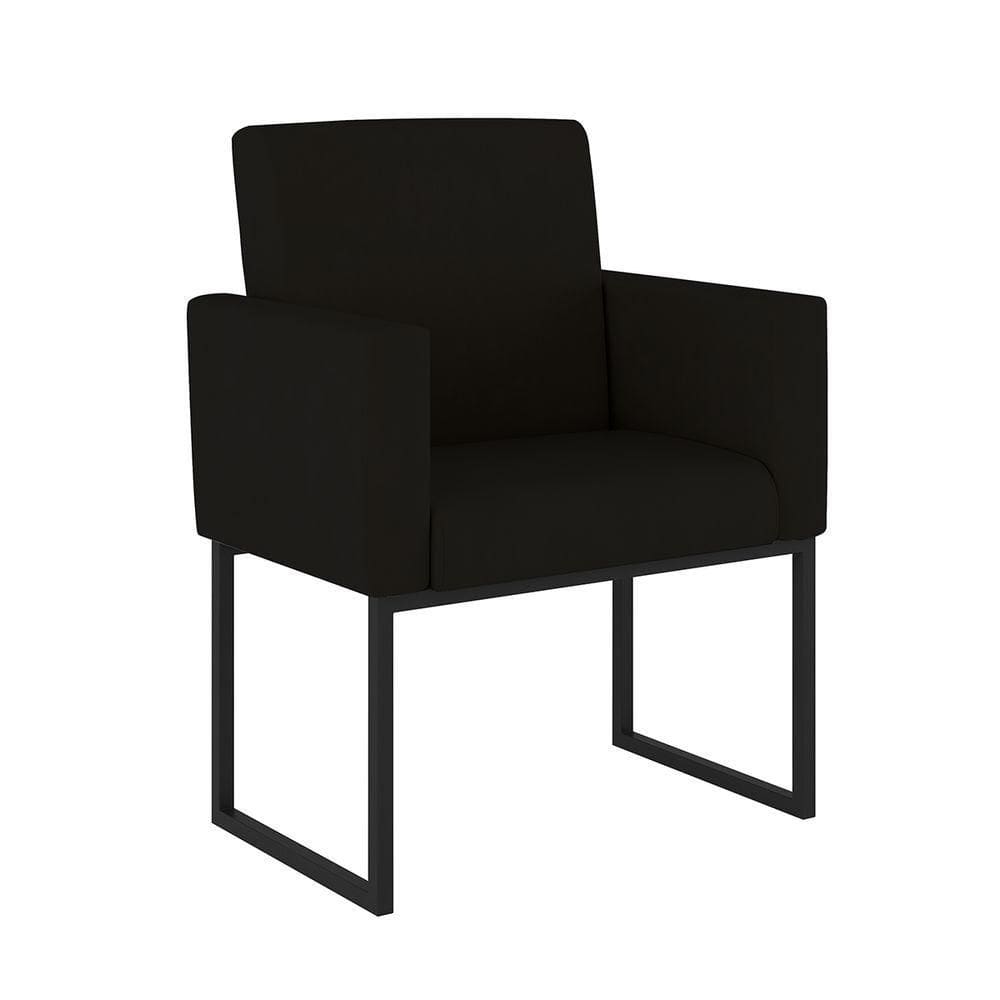 Cadeira Poltrona Decorativa Base De Ferro Reforçada Preto