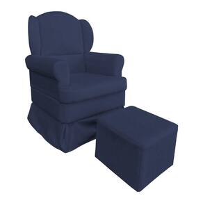 Poltrona De Amamentação Com Puff Serena Suede - Pallazio Cor Azul Marinho