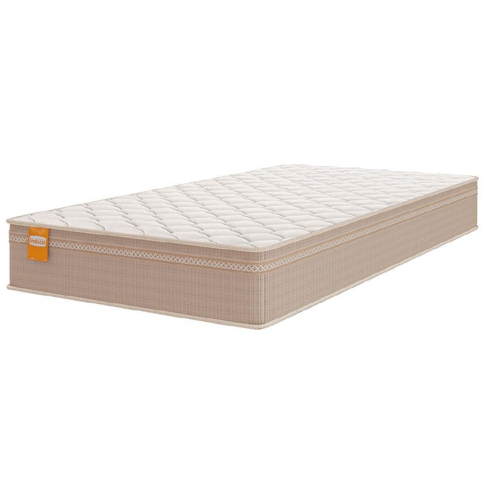 Colchão Solteiro Molas Qatar 88x188x22cm Bege/branco Inducol - Suporta Até 200 Kg Por Pessoa Bege