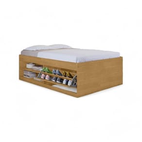 Cama Box Casal Com Sapateira Prateleiras Vanessa Naturalle