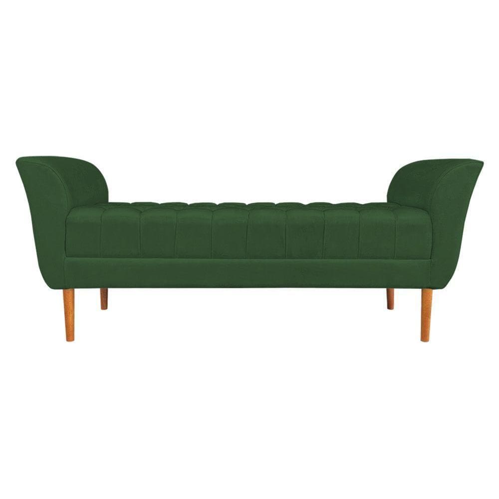 Calçadeira Recamier Casal 1,50m Londres Veludo Verde - Pallazio