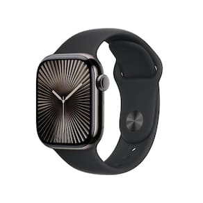 Apple Watch Series 10 GPS + Cellular • Caixa ardósia de titânio – 42 mm • Pulseira esportiva preta – P/M