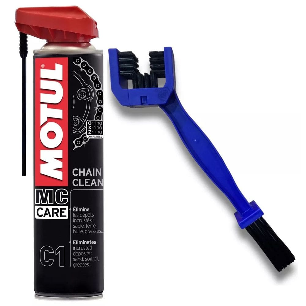Kit Lubrificante Corrente Moto C1 Chain Clean 400Ml + Escovinha Limpeza Corrente - Promocao