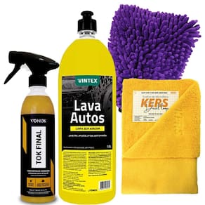 Kit Para Lavar Carros e Motos Lava Autos Vonixx - Cera Tok Final - Flanela e Luva
