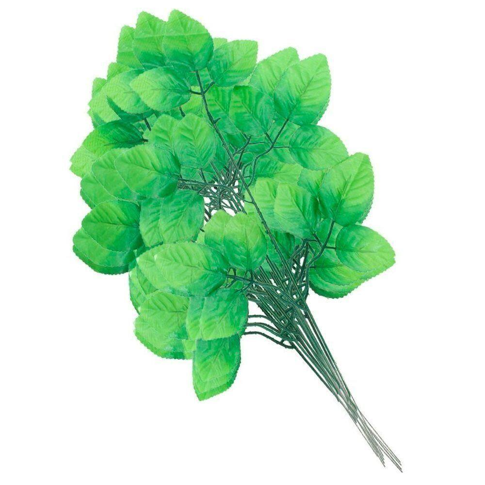 84 Ramos Decoração Arranjo Folhas De Rosa Artificial Planta Plástico 5 Galhos Cada 47cm