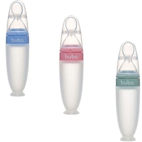 Colher de Silicone Dosadora Papinha para Bebê com Ventosa Tampa Buba