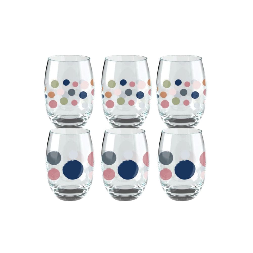 Jogo De Copo Poá Aruba Pequenas Vidro 465ml - Kit 6 Peças
