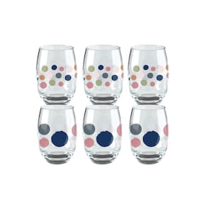 Jogo De Copo Poá Aruba Pequenas Vidro 465ml - Kit 6 Peças