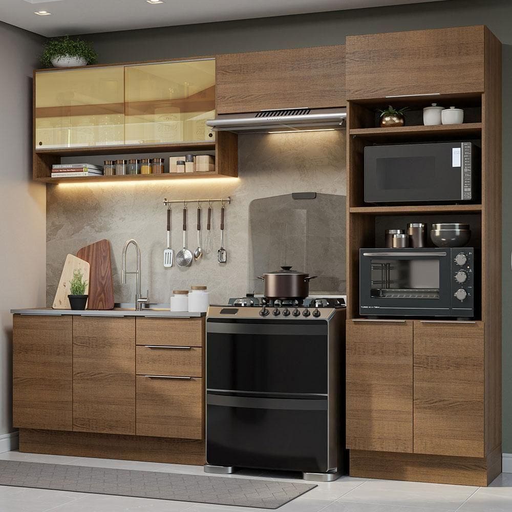 Armário De Cozinha Completa 270cm Rustic Stella Madesa 07 Rustic