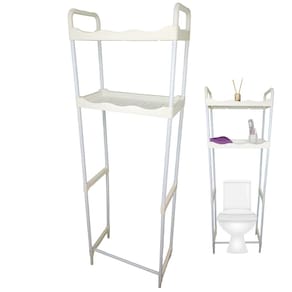 Rack Estante Banheiro 2 Prateleiras Vaso Sanitario Casa Lavandeira Cozinha Pratico Armazenamento Organizaçao