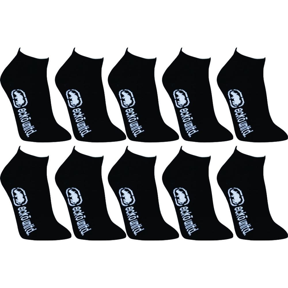 Kit 10 Meias Cano Curto Unisex Adulto Preta Ecko Ulntd