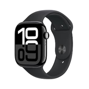 Apple Watch Series 10 GPS + Cellular • Caixa preta brilhante de alumínio – 46 mm • Pulseira esportiva preta – P/M
